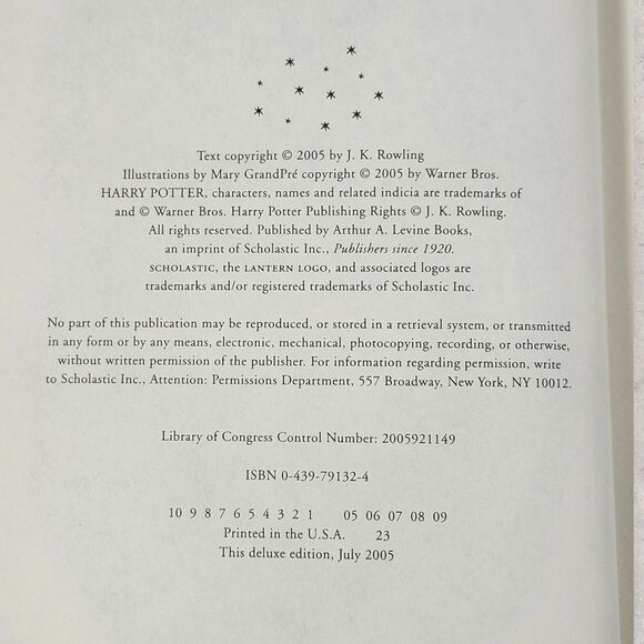 Harry Potter Half-Blood Prince Deluxe Edition 2005 HC w/ Dust Jacket - Picture 11 of 11